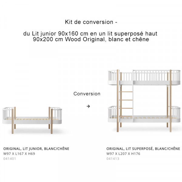 Kit de conversion Wood Original de Lit junior en Lit superposé haut