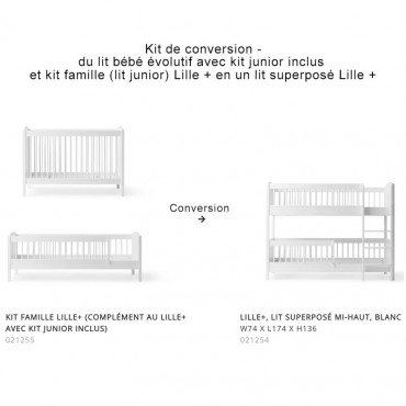 Kit de conversion Wood Mini+ de Lit bébé évolutif avec kit Famille en Lit superposé