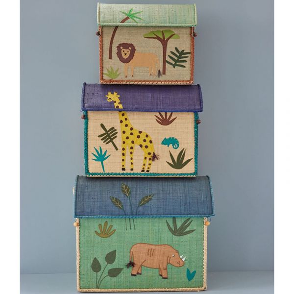 Coffre à jouets en raphia PM - Jungle lion