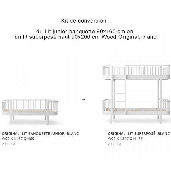 Kit de conversion Wood Original de Lit junior banquette en Lit superposé haut