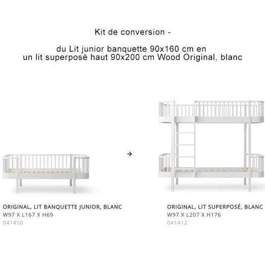 Kit de conversion Wood Original de Lit junior banquette en Lit superposé haut