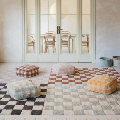 Tapis lavable en coton Kitchen tiles - Blue sage