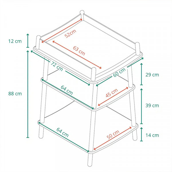 Table à langer Pago avec matelas - Hêtre