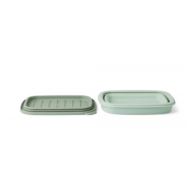 Set gourde et lunchbox pliables Jose - Dusty mint faune green mix