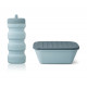 Set gourde et lunchbox pliables Jose - Sea blue whale blue mix