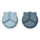Lot de 2 assiettes compartimentées à ventouse Stacy - Sea blue whale blue