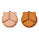 Lot de 2 assiettes compartimentées à ventouse Stacy - Mustard tuscany rose mix