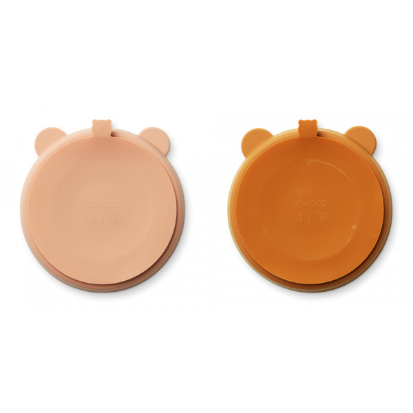 Lot de 2 assiettes compartimentées à ventouse Stacy - Mustard tuscany rose mix