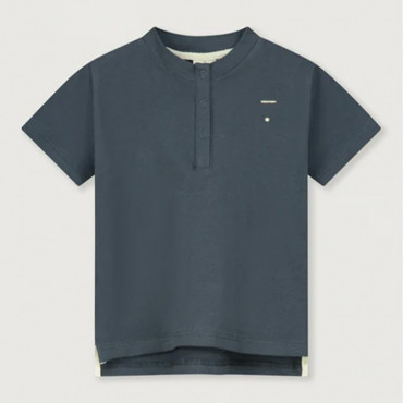 T-Shirt Henley - Blue Grey