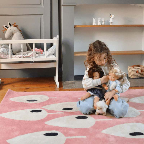 Tapis tufté coton bio - Forêt Rose