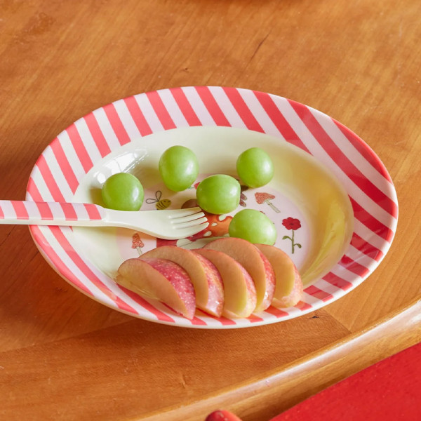 Assiette creuse imprimée mélamine - Rose