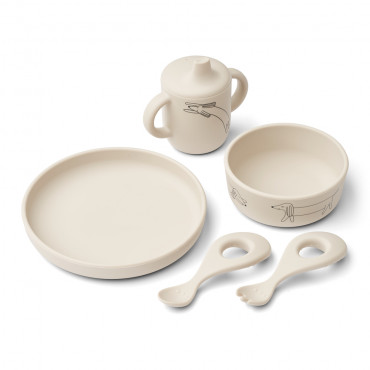 Set repas silicone Ryle - Dog sandy