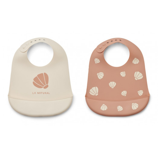 Bavoir en silicone x 2 Tilda - Shell pale tuscany