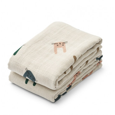 Lot de 2 langes Lewis 70 x 70 cm - Bunny sandy