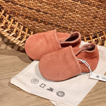 Chaussons en cuir souple - Rose Coral