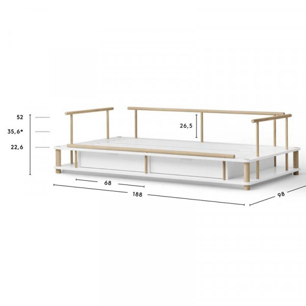 Lit banquette Camp - Blanc et chêne