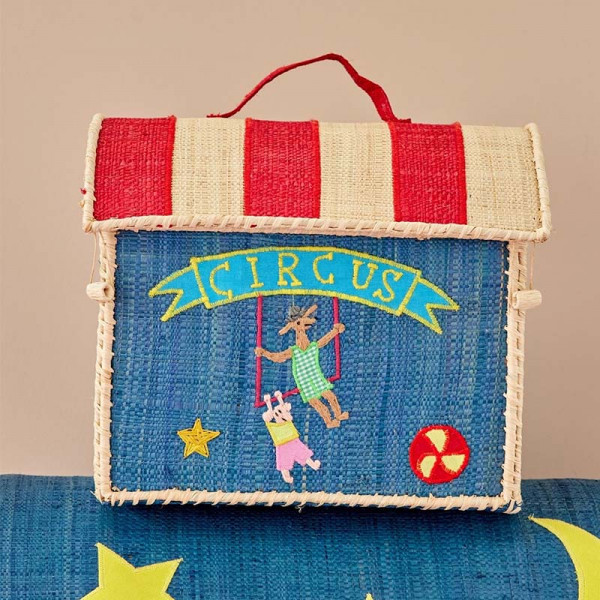 Petit coffre à jouets en raphia transportable - Circus