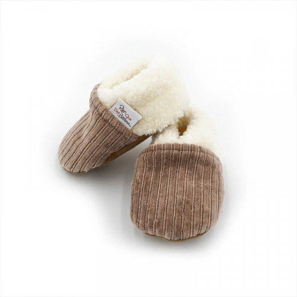 Chaussons en velours - Taupe