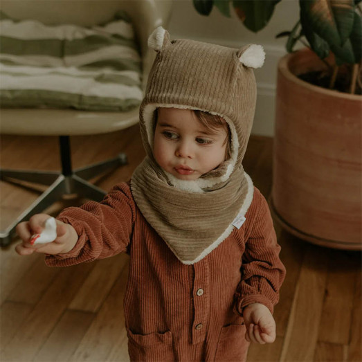 Bonnet polaire en velours - Taupe