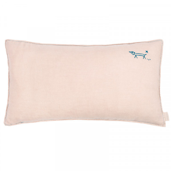 Coussin brodé L1N0 Lin français - Mauve pink