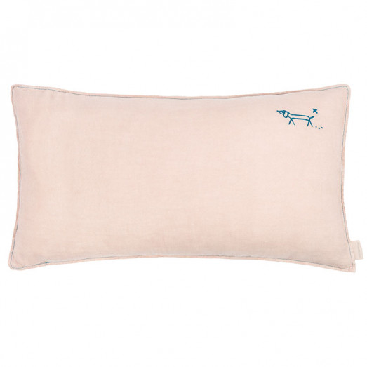 Coussin brodé L1N0 Lin français - Mauve pink