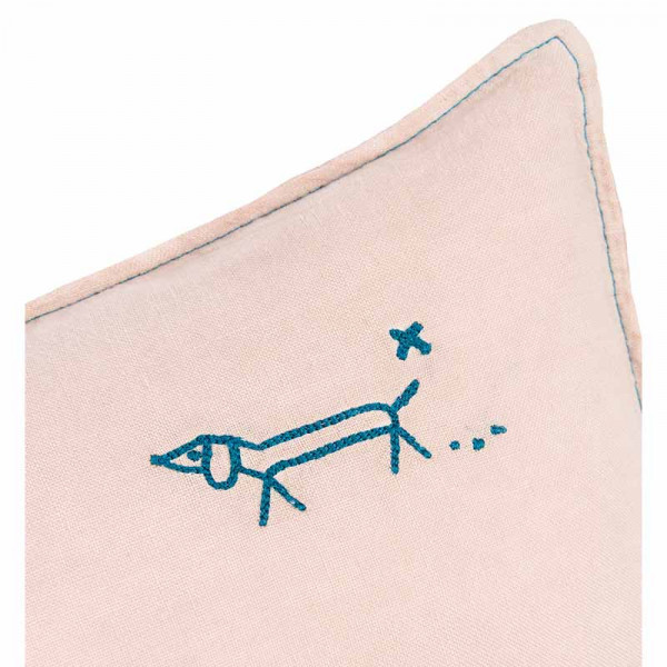 Coussin brodé L1N0 Lin français - Mauve pink