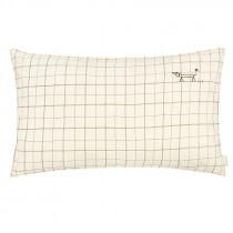 Coussin brodé L1N0 Lin français - Natural grid