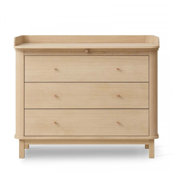 Commode 3 tiroirs Wood avec grand plan à langer - Chêne