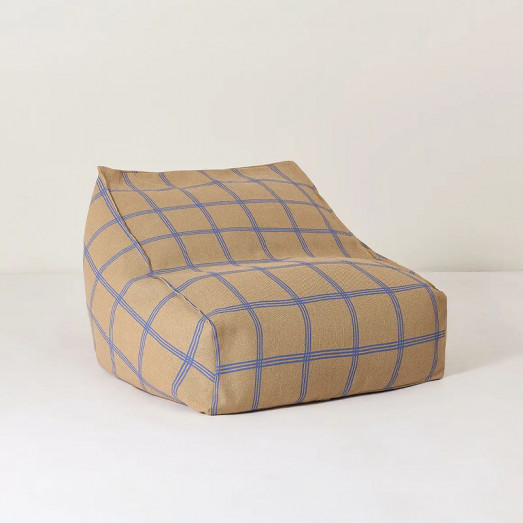 Pouf fauteuil Vibes - Marron et bleu