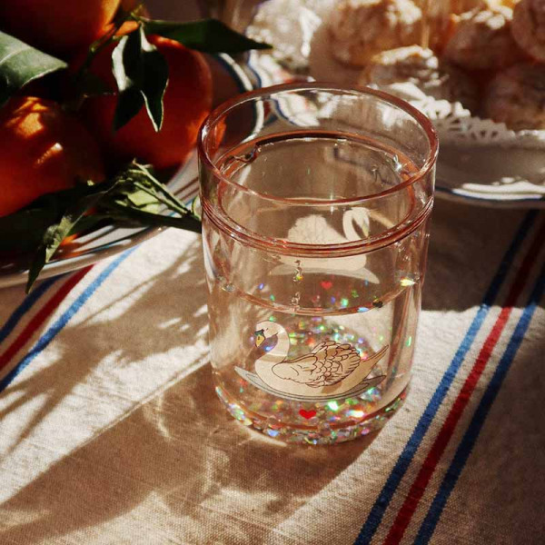 Lot de 2 verres à paillettes - Swan off white