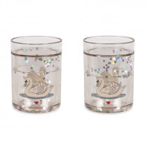 Lot de 2 verres à paillettes - Swan off white