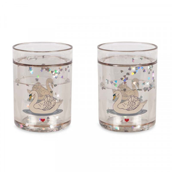 Lot de 2 verres à paillettes - Swan off white