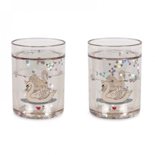 Lot de 2 verres à paillettes - Swan off white