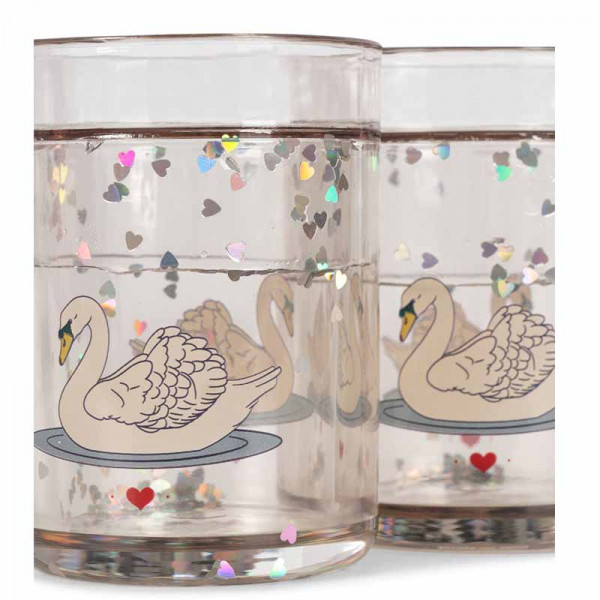 Lot de 2 verres à paillettes - Swan off white