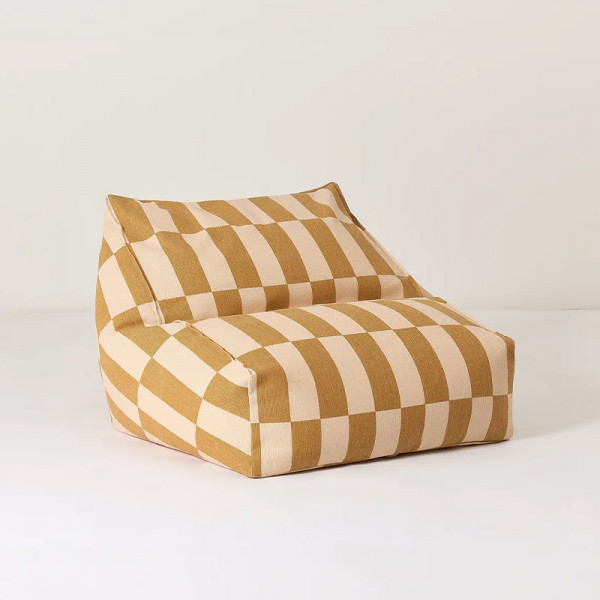 Pouf fauteuil Vibes - Moutarde et beige