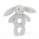 Hochet d'éveil grabber lapin Bashful - gris