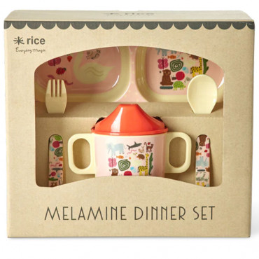 Set repas en mélamine - Wild life rose