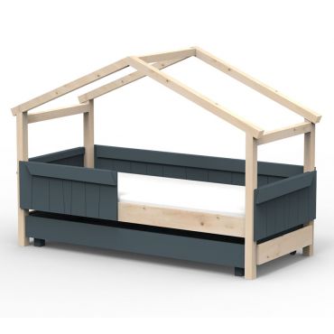 Lit Cabane Jade avec tiroir-lit - Star Light - Gris basalte
