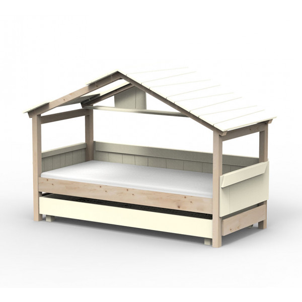 Lit Cabane Noa avec tiroir-lit - Star Light - Beige ivoire