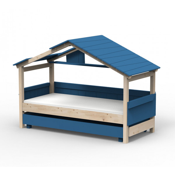 Lit Cabane Noa avec tiroir-lit - Star Light - Bleu altantic