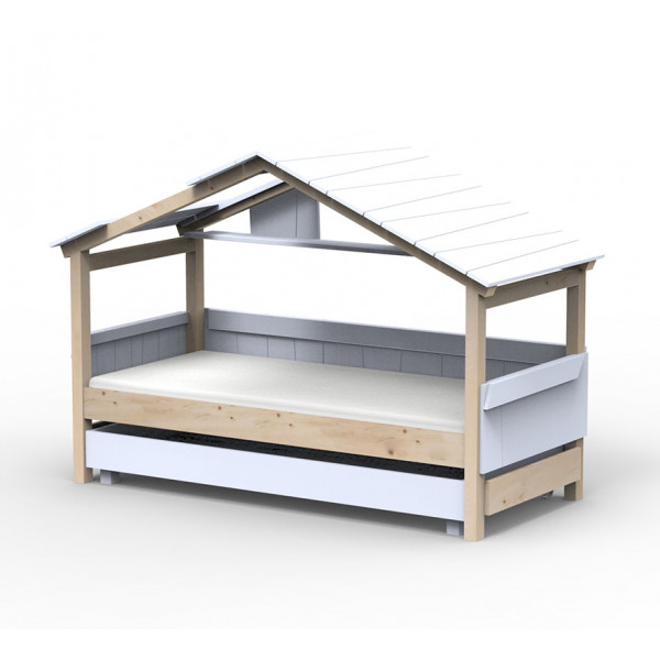 Lit Cabane Noa avec tiroir-lit - Star Light - Bleu poudre