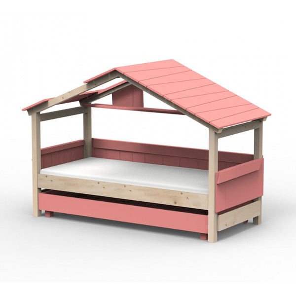Lit Cabane Noa avec tiroir-lit - Star Light - Corail