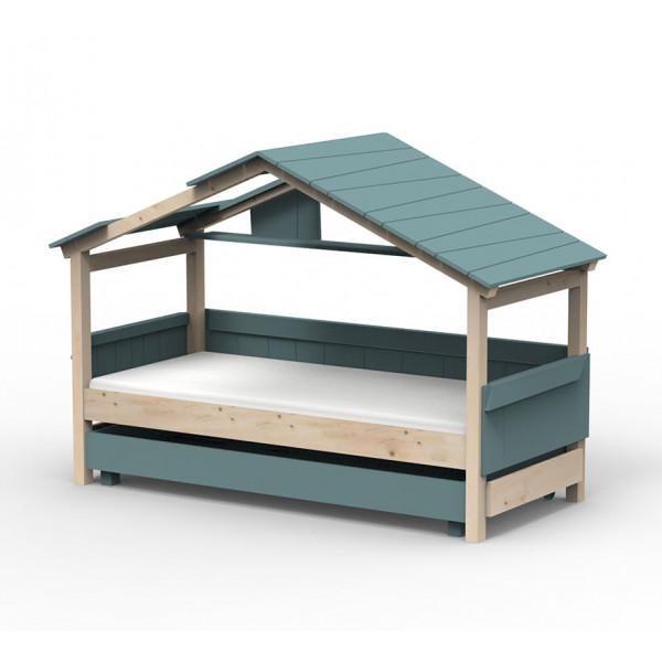 Lit Cabane Noa avec tiroir-lit - Star Light - Gris orage