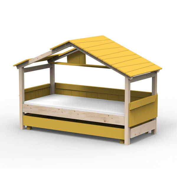 Lit Cabane Noa avec tiroir-lit - Star Light - Ocre