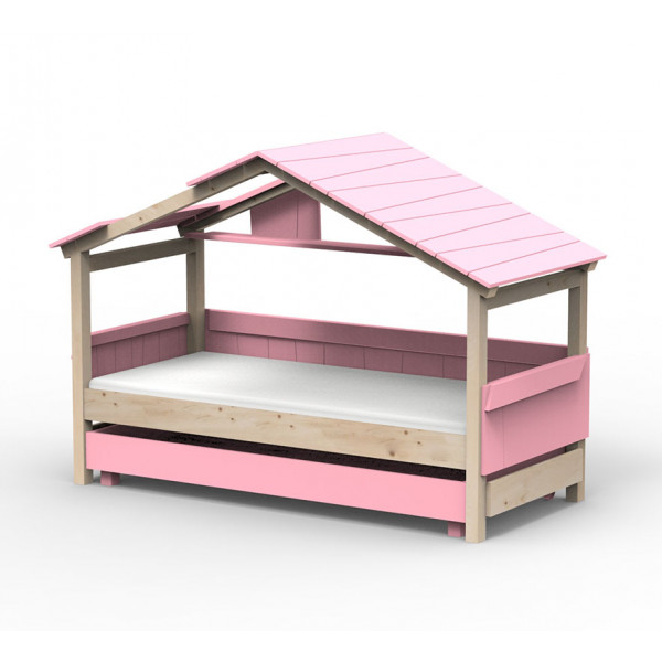 Lit Cabane Noa avec tiroir-lit - Star Light - Rose cliar