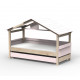 Lit Cabane Noa avec tiroir-lit - Star Light - Rose poudre