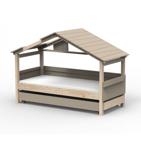 Lit Cabane Noa avec tiroir-lit - Star Light - Taupe