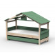 Lit Cabane Noa avec tiroir-lit - Star Light - Vert jungle