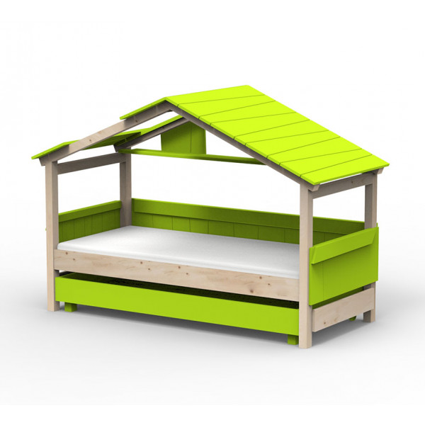 Lit Cabane Noa avec tiroir-lit - Star Light - Vert pomme