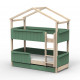 Lit Cabane superposé avec tiroir-lit Jade - Star light - Vert jungle